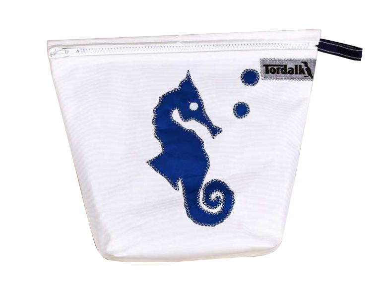 Tordalk Kulturtaschen "Seepferdchen" weiß